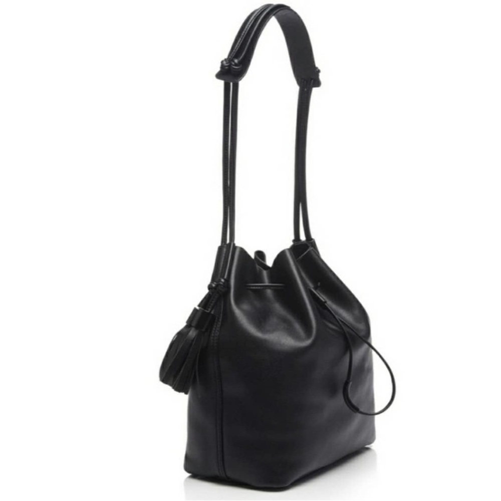 Black Leather Drawstring Bucketbag, Vince Camuto - Picture 3 of 14